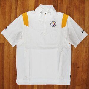 Nike Pittsburgh Steelers On Field 1/4 Zip Coaches Jacket Mens M White Black Gold